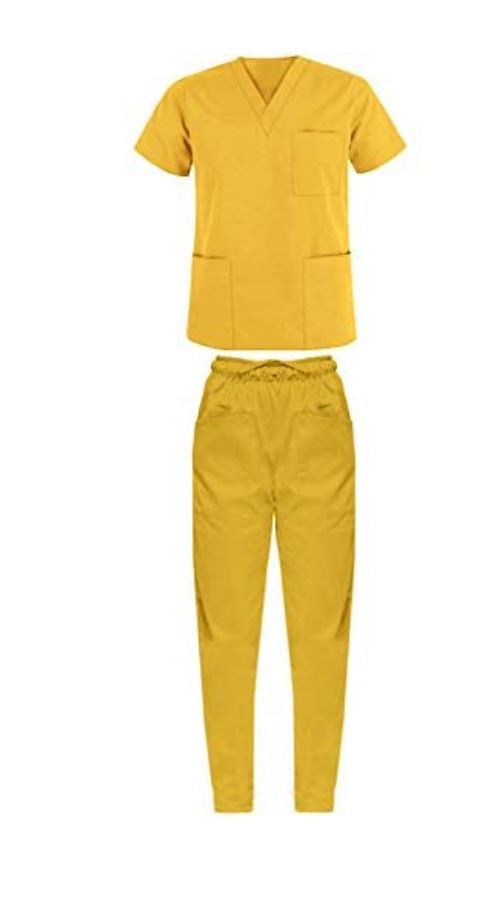 Divisa da lavoro,completa,unisex,collo V "giallo" cod: 1512