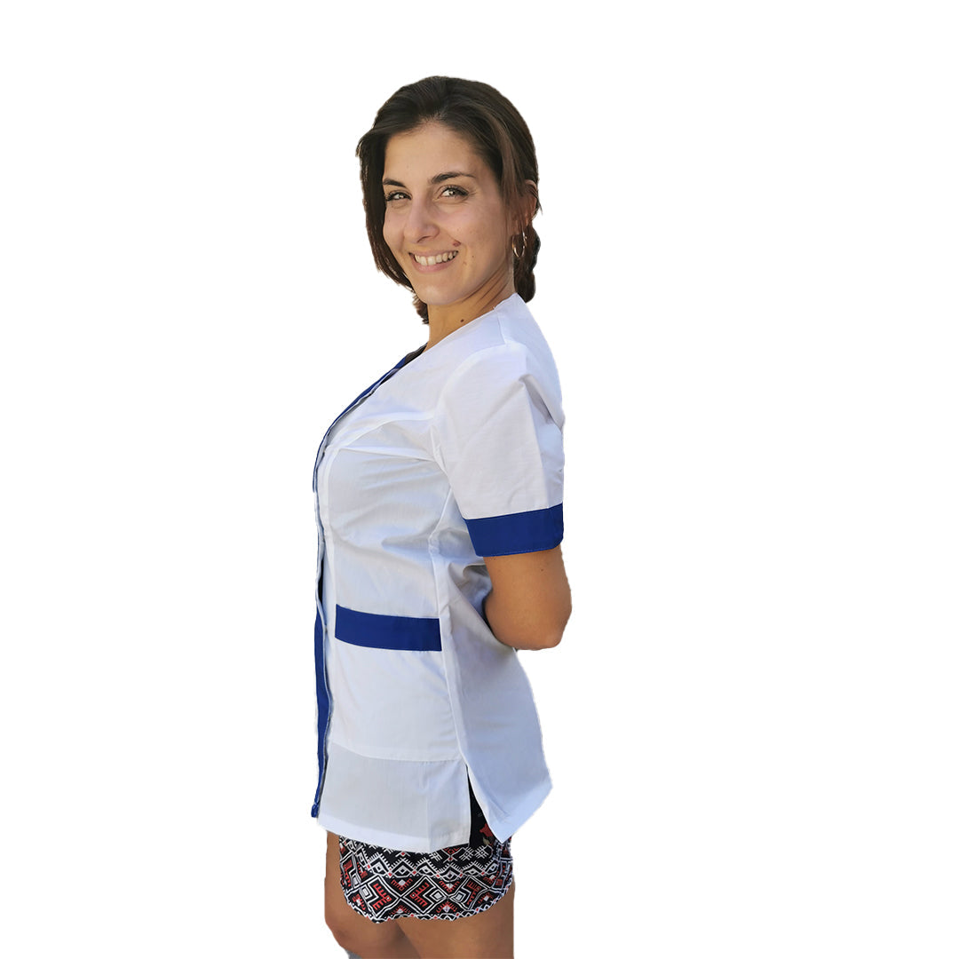Camice da lavoro,casacca donna Modello beauty Bianco inserto blu Cod: 290721