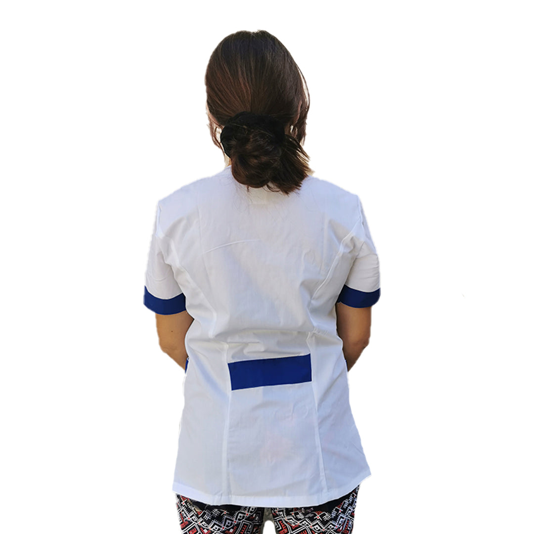 Camice da lavoro,casacca donna Modello beauty Bianco inserto blu Cod: 290721
