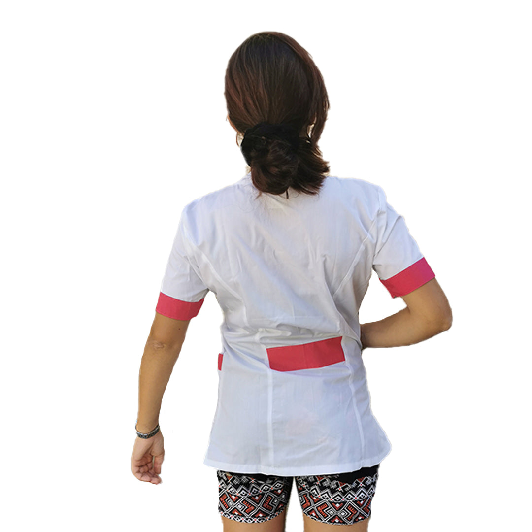 camice,casacca da lavoro donna,mod. beauty bianco inserto fuchsia Cod:290725