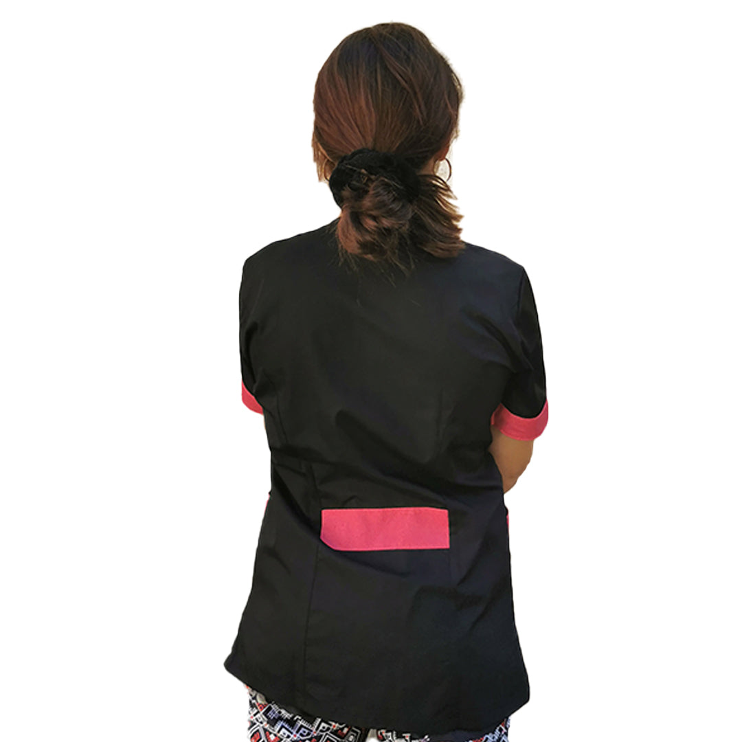 Camice,casacca da lavoro donna mod beauty, Nero inserto fuchsia Cod: 290720