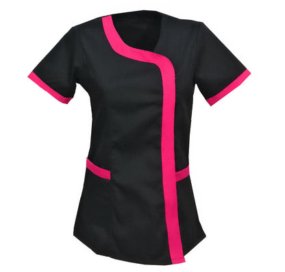 Camice,casacca da lavoro donna mod beauty, Nero inserto fuchsia Cod: 290720