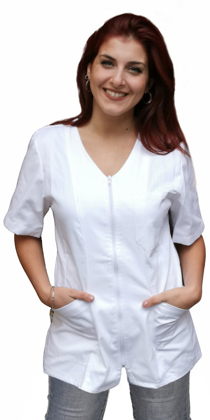 Camice da lavoro,casacca con zip bianco MM cod: 7043