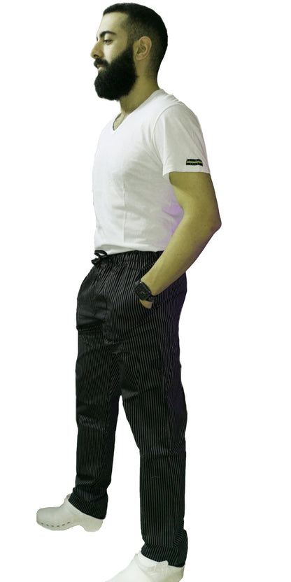 Pantalone da lavoro,per cuoco, slim "nero gessato" cod:2312