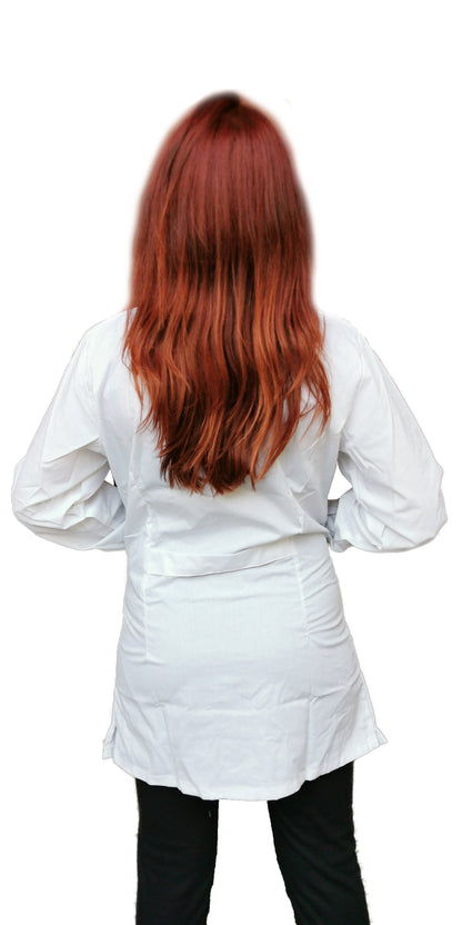 camice da lavoro,casacca donna bianco profilo rosso ML corto cod: 7234