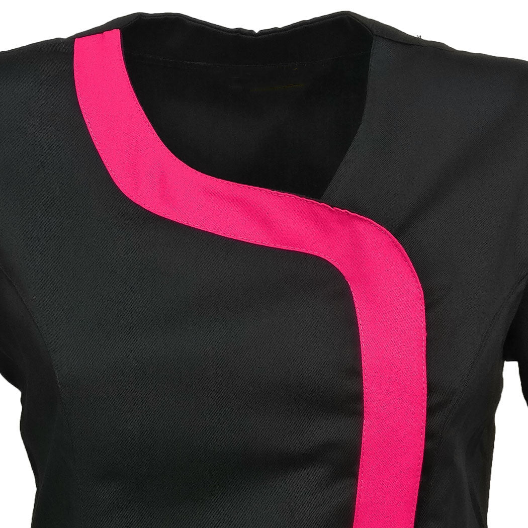Camice,casacca da lavoro donna mod beauty, Nero inserto fuchsia Cod: 290720