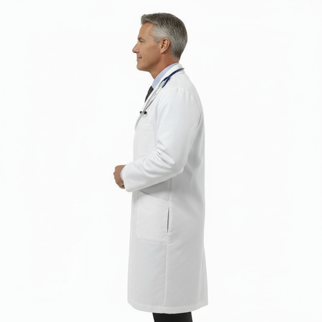 Camice da lavoro,laboratorio, bianco uomo ,cotone pesante ML cod: 7999