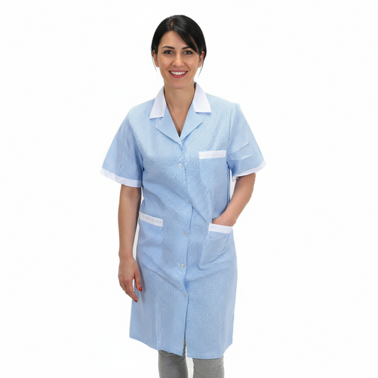 Camice da Lavoro Donna Quadretto Azzurro Mezza Manica – COD: 7289