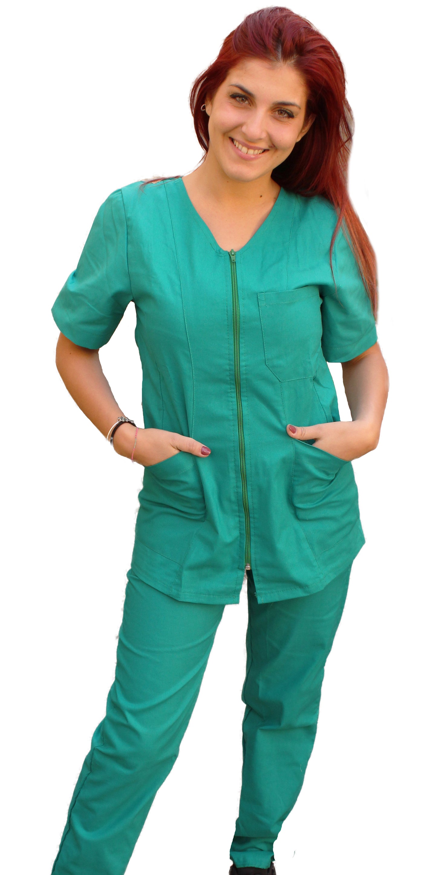 Divisa da lavoro con zip verde cod: 8323
