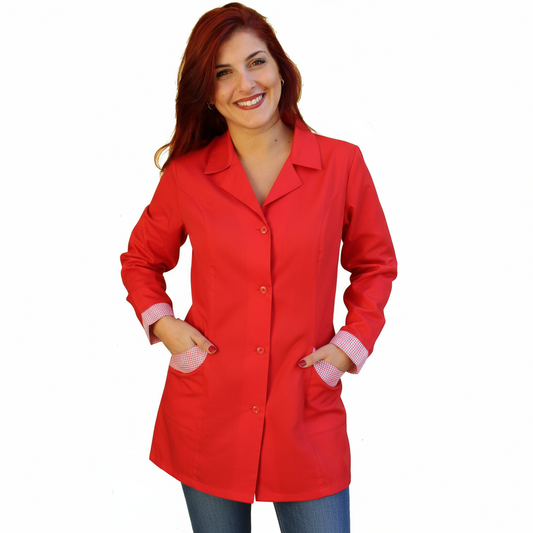 Camice Casacca da Lavoro Donna Slim Fit Rosso cod. 151020 – Made in Italy