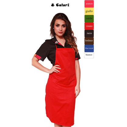 Grembiule parannanza con pettorina "rosso" cod: 8095