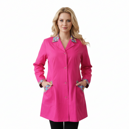 Camice da Lavoro Donna Slim Fit Fuchsia con Inserto Smile, Bottoni, Made in Italy – COD: 13121
