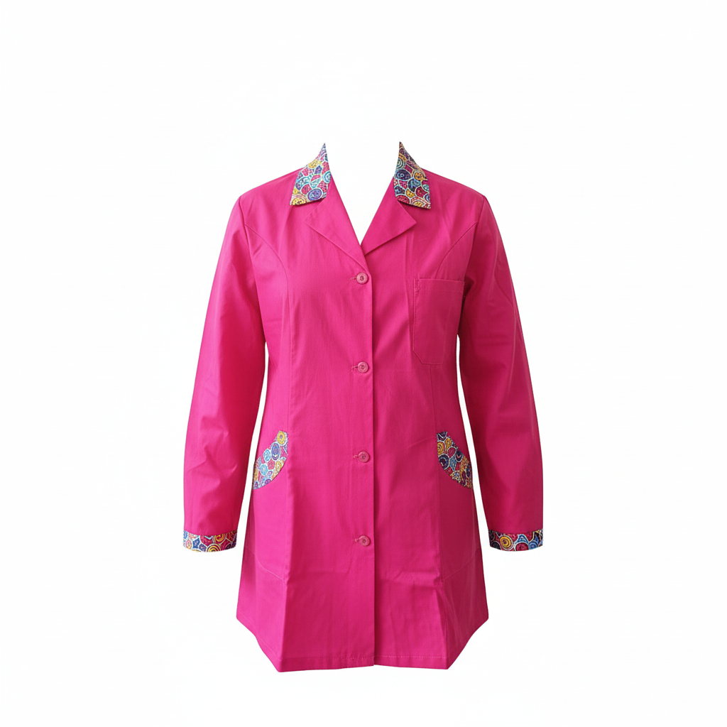 Camice da Lavoro Donna Slim Fit Fuchsia con Inserto Smile, Bottoni, Made in Italy – COD: 13121