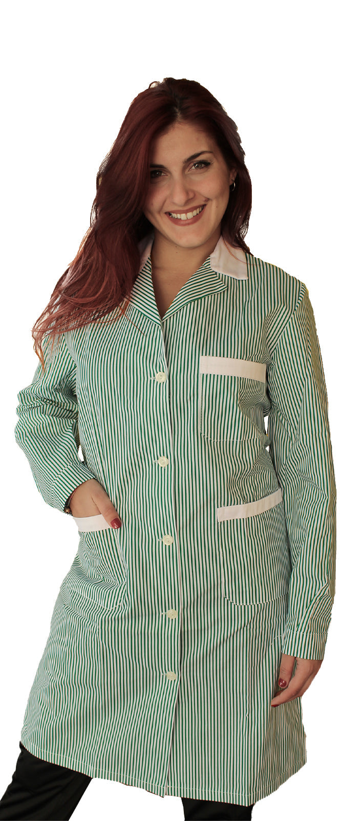 camice da lavoro donna rigo verde ML cod:7648