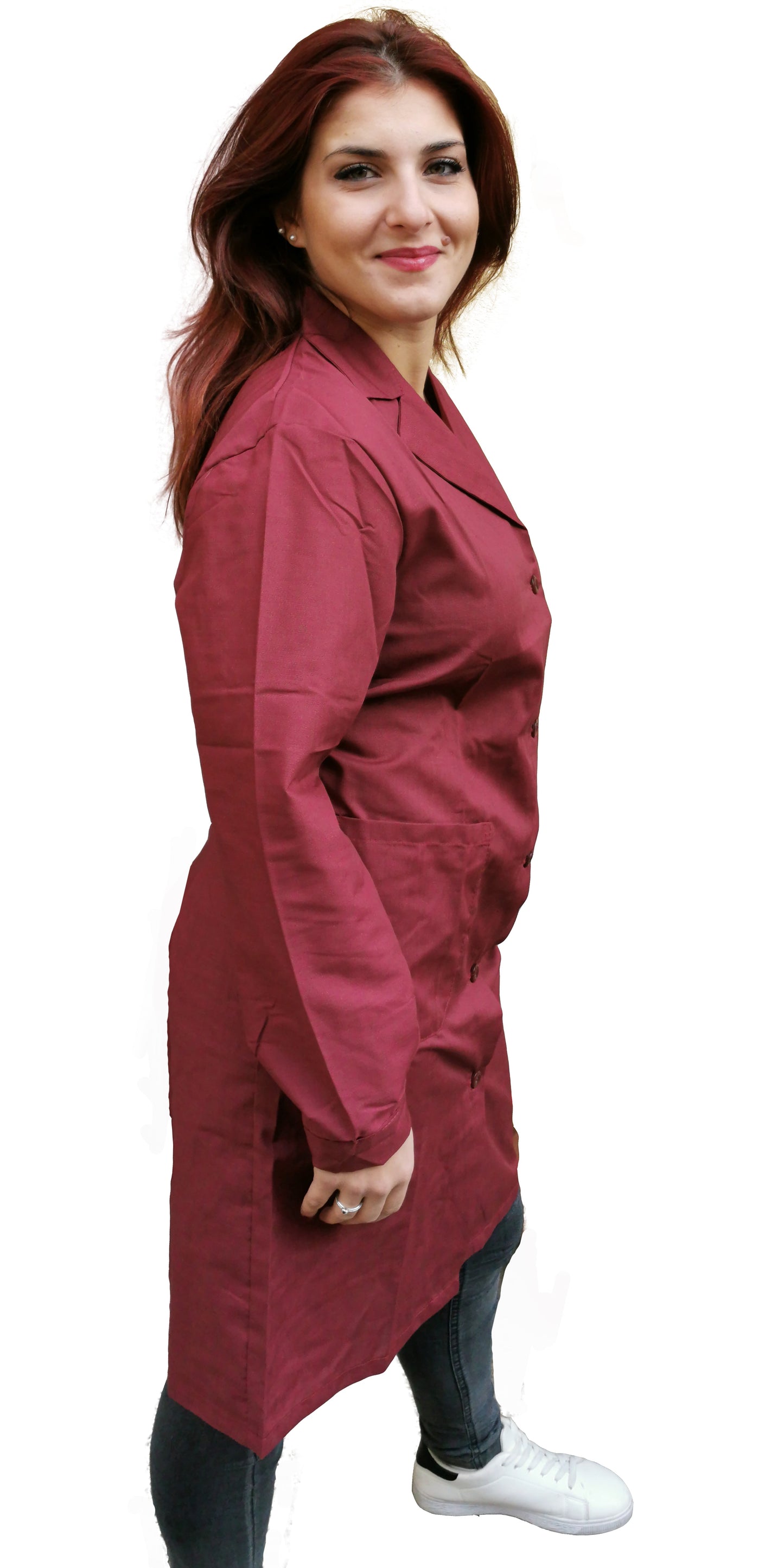 Camice da lavoro donna, classico misto cotone "bordeaux" cod: 100520