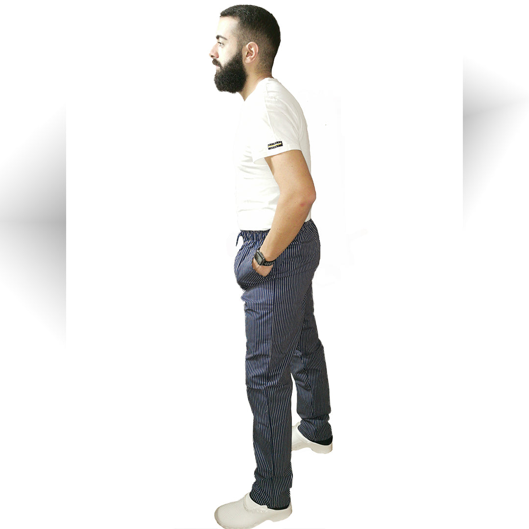 Pantalone da cuoco slim "rigato Blue " cod: 2316