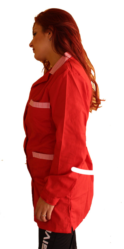 Camice da lavoro,casacca donna rosso con profilo ML cod:7562