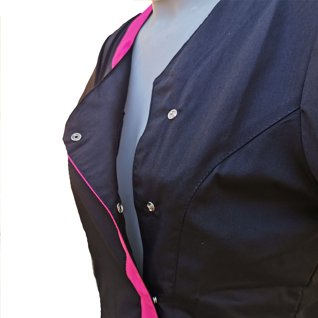 Camice,casacca da lavoro donna mod beauty, Nero inserto fuchsia Cod: 290720