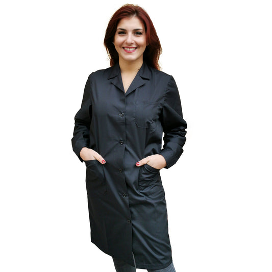 camice da lavoro donna,classico misto cotone no-stiro"nero" cod: 200521