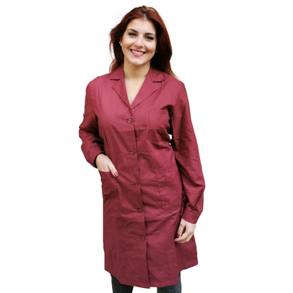 Camice da lavoro donna, classico misto cotone "bordeaux" cod: 100520