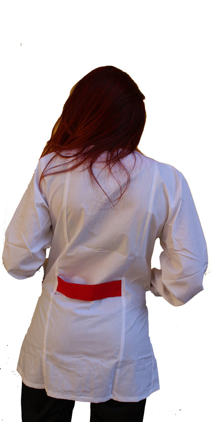 Casacca,camice da lavoro con zip, manica lunga bicolore "rosso" Cod:2206