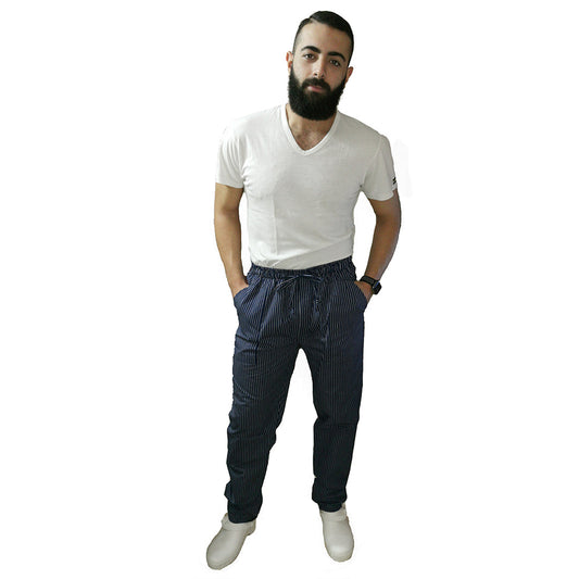 Pantalone da cuoco slim "rigato Blue " cod: 2316