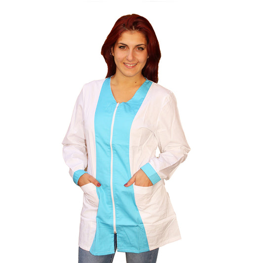 Casacca zip Manica lunga bicolore "CELESTE" Cod: 2306
