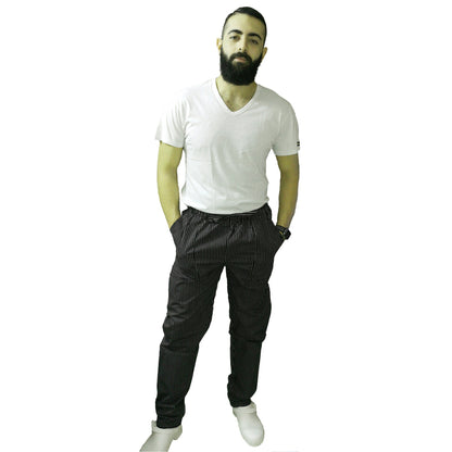 Pantalone da lavoro,per cuoco, slim "nero gessato" cod:2312