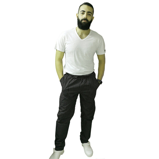 Pantalone da lavoro,per cuoco, slim "nero gessato" cod:2312