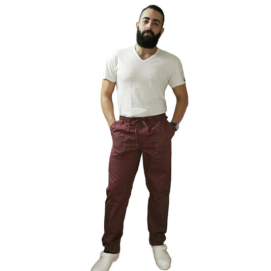 Pantalone da cuoco slim "rigato bordeaux " cod: 2314