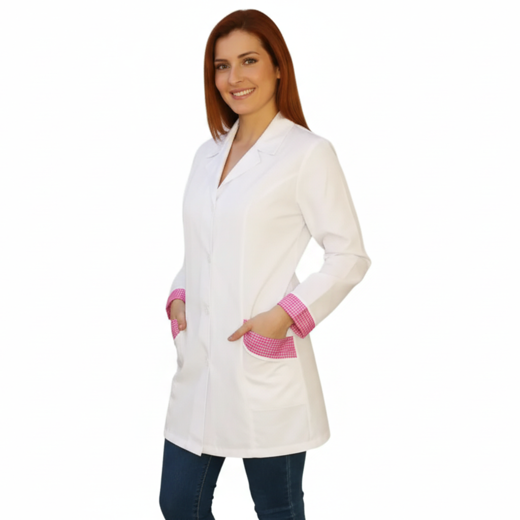 camice da lavoro donna,casacca slim bianco manica lunga Cod: 0311