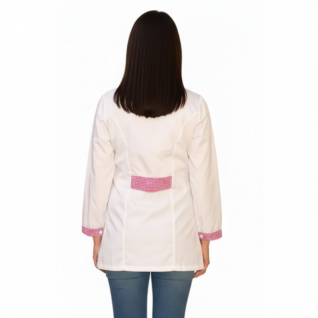 camice da lavoro donna,casacca slim bianco manica lunga Cod: 0311