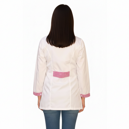 camice da lavoro donna,casacca slim bianco manica lunga Cod: 0311