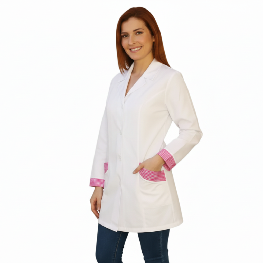 camice da lavoro donna,casacca slim bianco manica lunga Cod: 0311