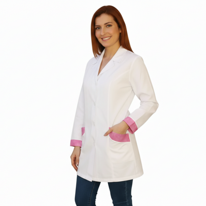 camice da lavoro donna,casacca slim bianco manica lunga Cod: 0311