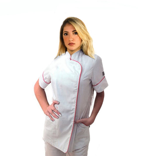 Camice,Casacca da Lavoro Donna, Slim Fit,per Estetista,parrucchiera, cuoca "bianco" COD: 15224