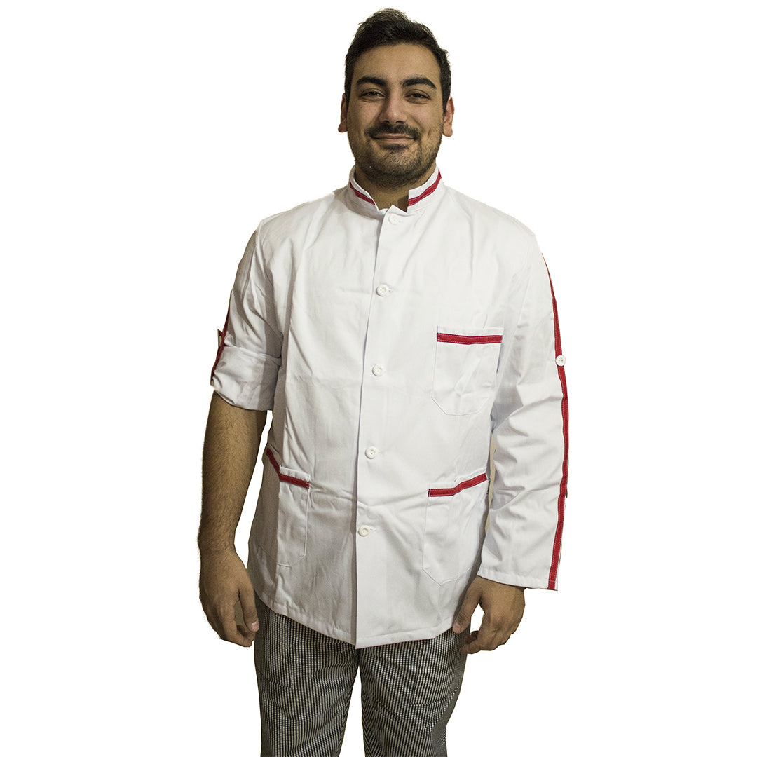 Casacca,camice da lavoro uomo bianco con profilo ML cod: 8002
