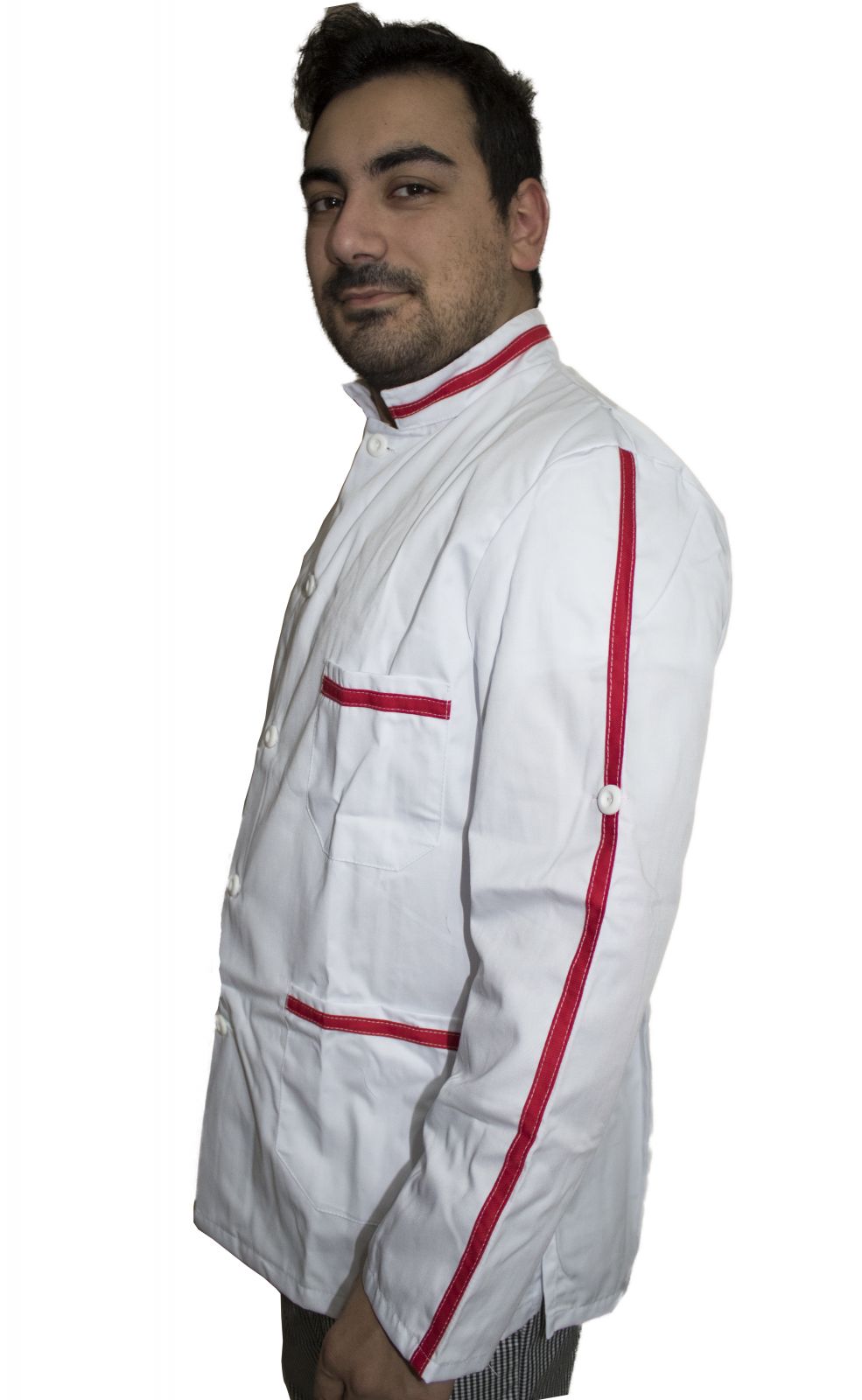 Casacca,camice da lavoro uomo bianco con profilo ML cod: 8002