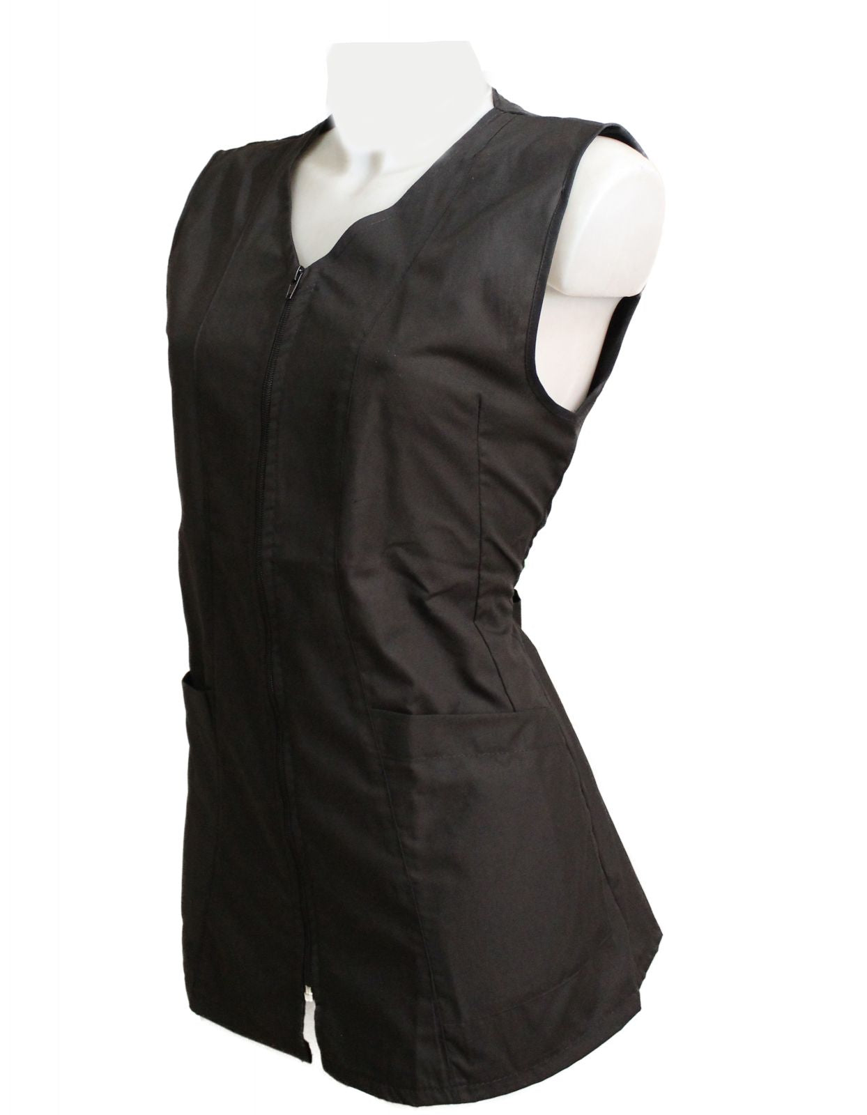 camice da lavoro donna,Casacca giromanica ZIP "Nero" Cod: 2006