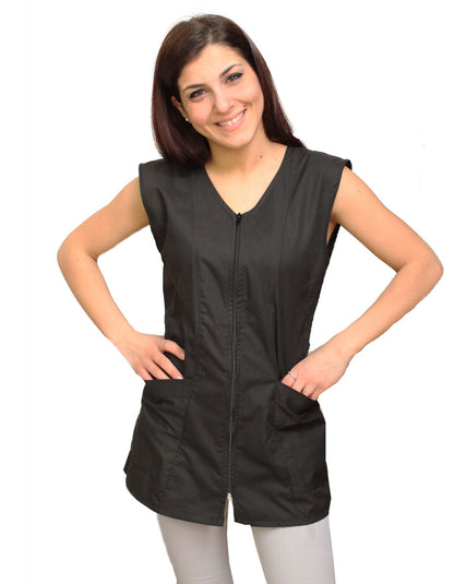 camice da lavoro donna,Casacca giromanica ZIP "Nero" Cod: 2006