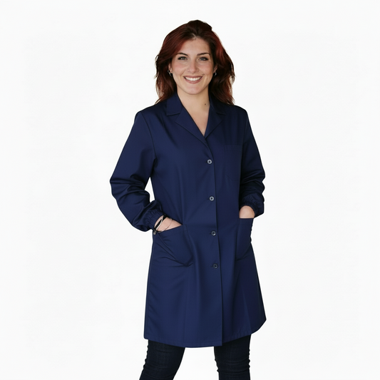Camice da Lavoro Donna Manica Lunga Blu Scuro, Made in Italy – COD: 200522
