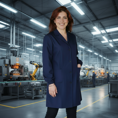 camice da lavoro donna,ml lungo "blu scuro" cod: 200522