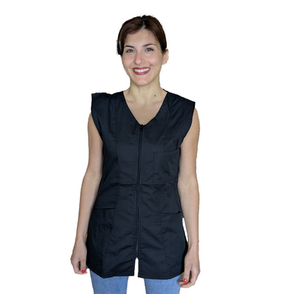 camice da lavoro donna,Casacca giromanica ZIP "Nero" Cod: 2006