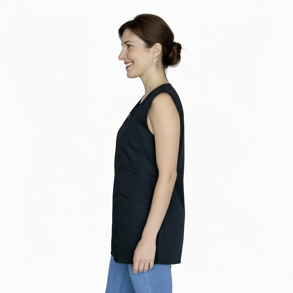 camice da lavoro donna,Casacca giromanica ZIP "Nero" Cod: 2006