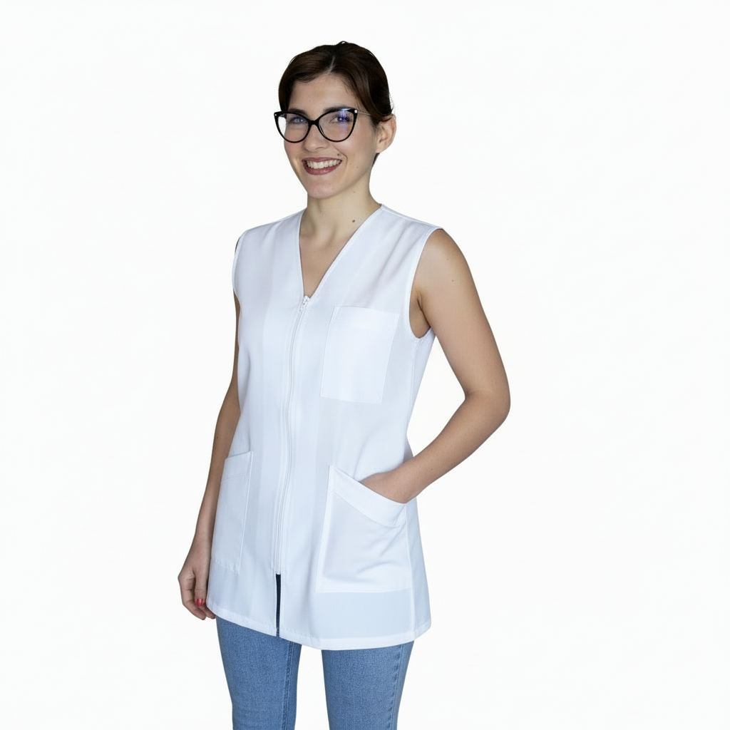 Casacca da Lavoro Donna Zip Giromanica Bianca – COD: 2106