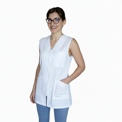 Casacca da Lavoro Donna Zip Giromanica Bianca – COD: 2106