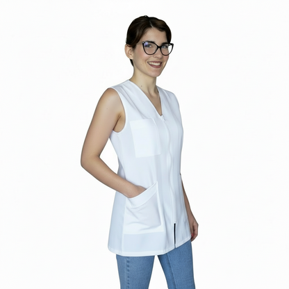 Casacca da Lavoro Donna Zip Giromanica Bianca – COD: 2106