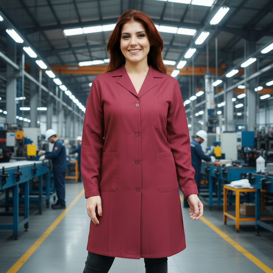 Camice da lavoro donna, classico misto cotone "bordeaux" cod: 100520