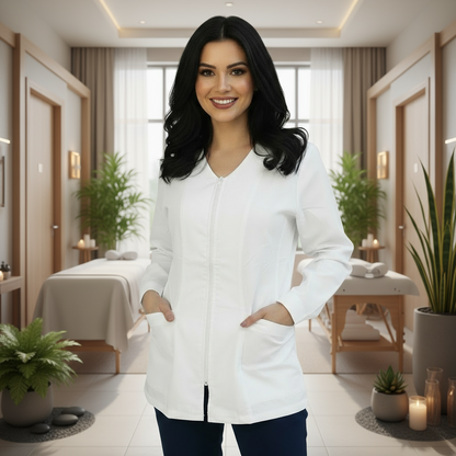 Camice da lavoro,casacca zip bianco Manica lunga Cod:1706