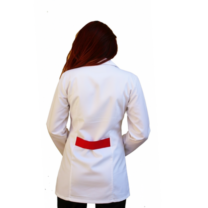 Casacca,camice da lavoro con zip, manica lunga bicolore "rosso" Cod:2206